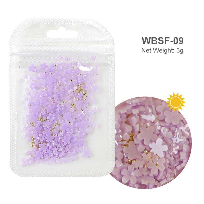 White Acrylic Flower Nail Art Decorations Mixed Size Rhinestones Red Blue Gem Manicure Tools Accessories DIY Nails Design 5g