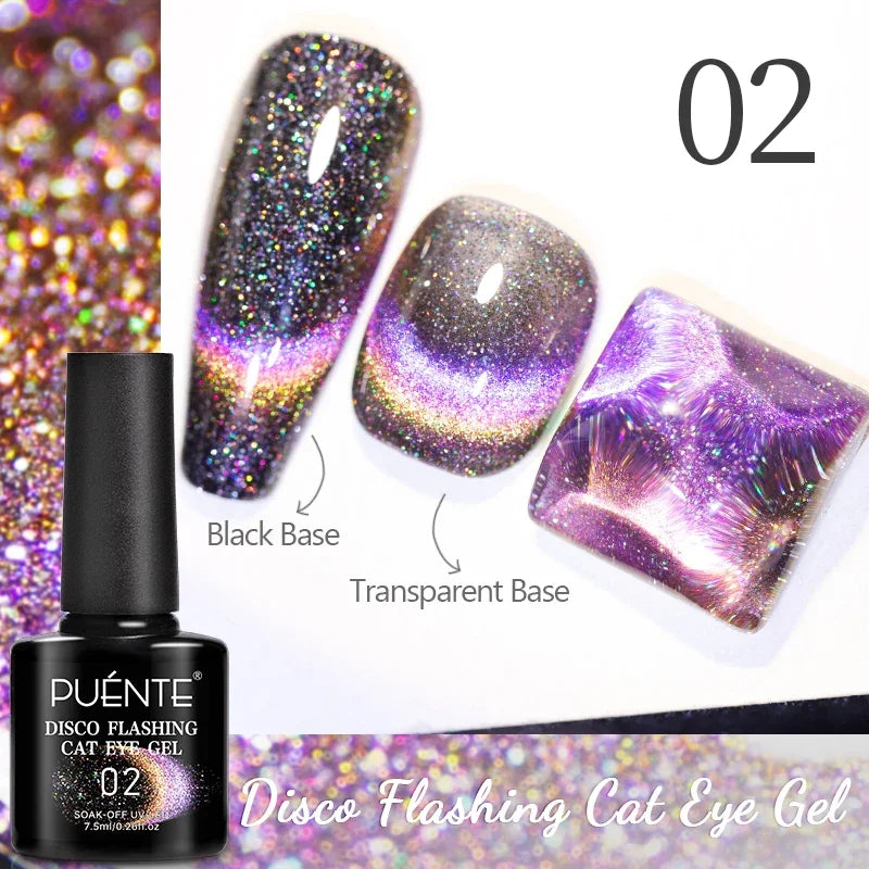 PUENTE 7.5ML Nude Shade Ceramic Cat Eye Gel Nail Polish Shiny Moonlight Cat Eye Gel Soak Off UV Semi-Permanent Nail Art Varnish