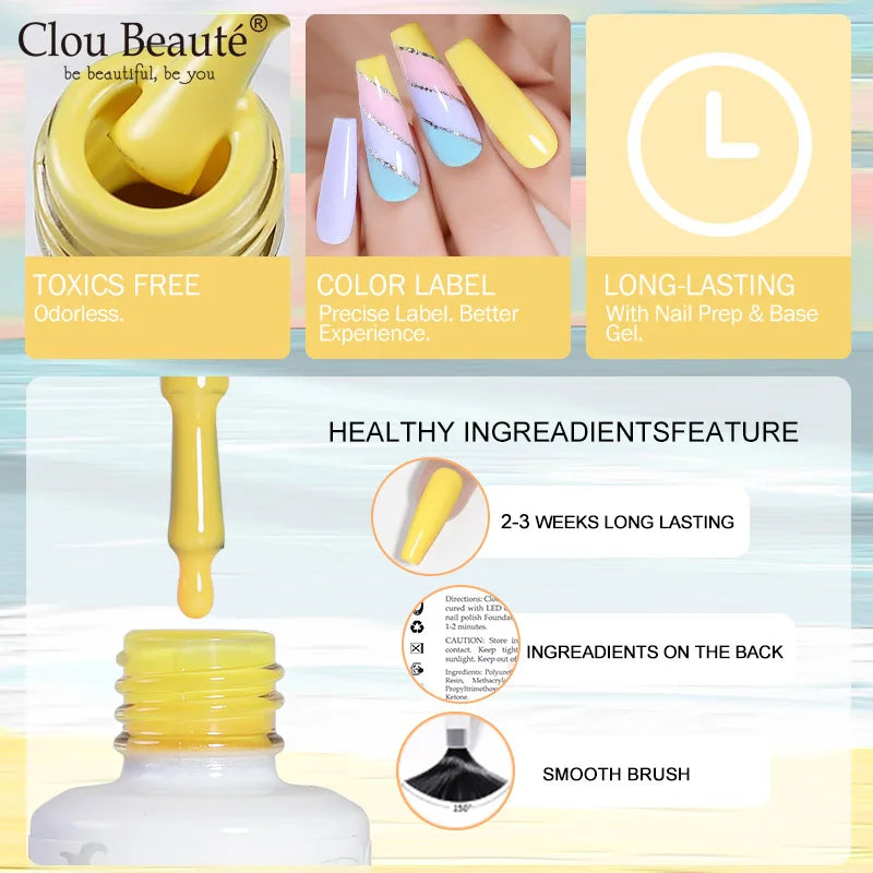 Clou Beaute Royal Blue Color Winter Trendy Semi Permanent Nail Art Manicure Varnishes Gel Nail Polish Hybrid Base Gel Top Coat