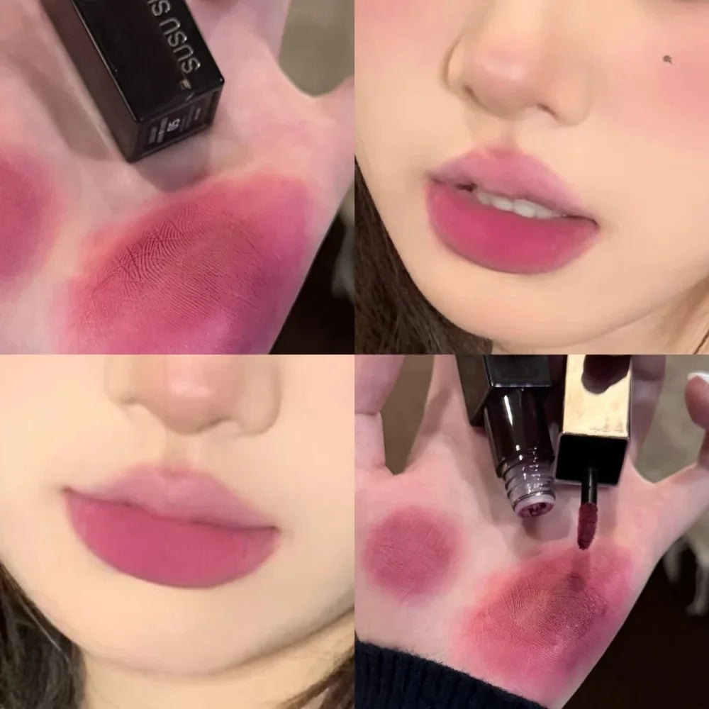Gothic Gray Purple Lipstick Velvet Matte Punk Black Brown Lipgloss Long Lasting Lip Mousse Waterproof Makeup Non-stick Lips Tint