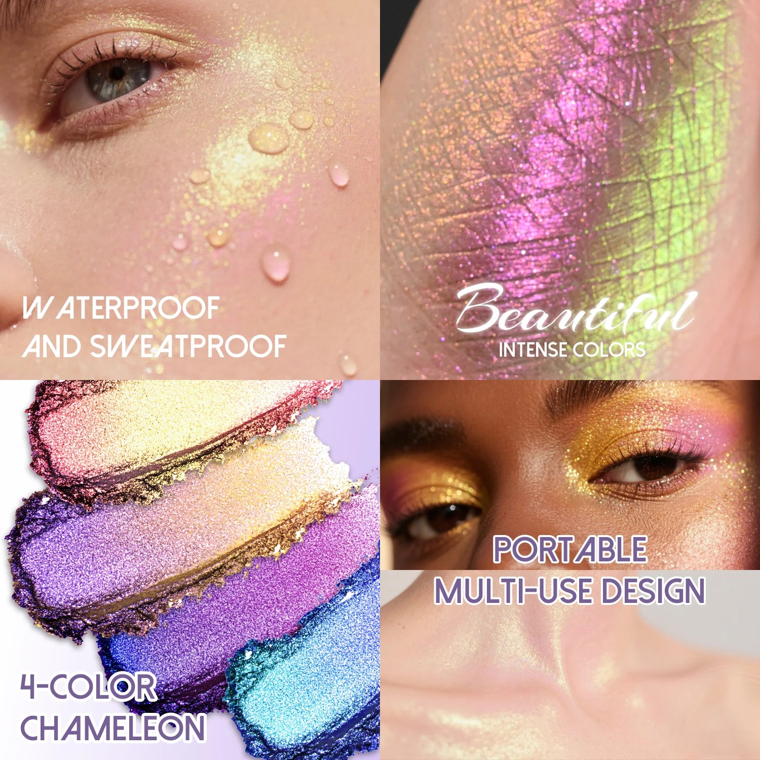 Charmacy 4 Colors Duochrome Eyeshadow Palette - Multichrome Shimmer