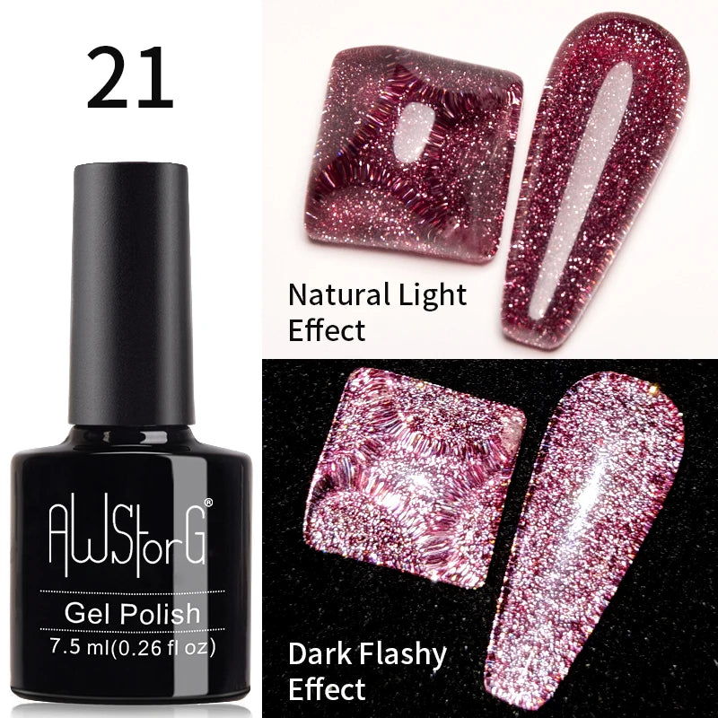AWStorG 7.5ml Crimson Velvet Cat Eye Magnetic Gel Nail Polish Shiny Ruby Red Cat Eye Gel Soak Off UV Semi-Permanent Nail Art