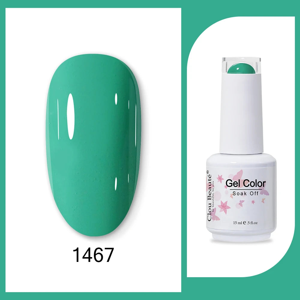 Clou Beaute 15ml HEMA TPO FREE Gel Nail Polish Bright Dark Army Green Gel Lacquer Semi Permanent Art Organic  Nail Gel Varnish