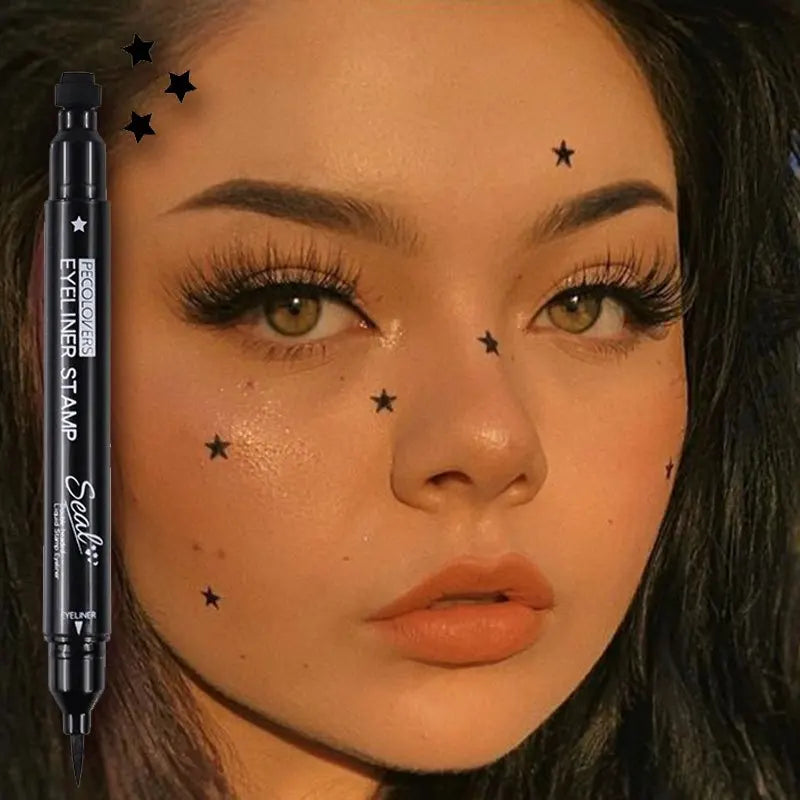 2-in-1 Star & Moon Stamp Liquid Eyeliner - Black Waterproof