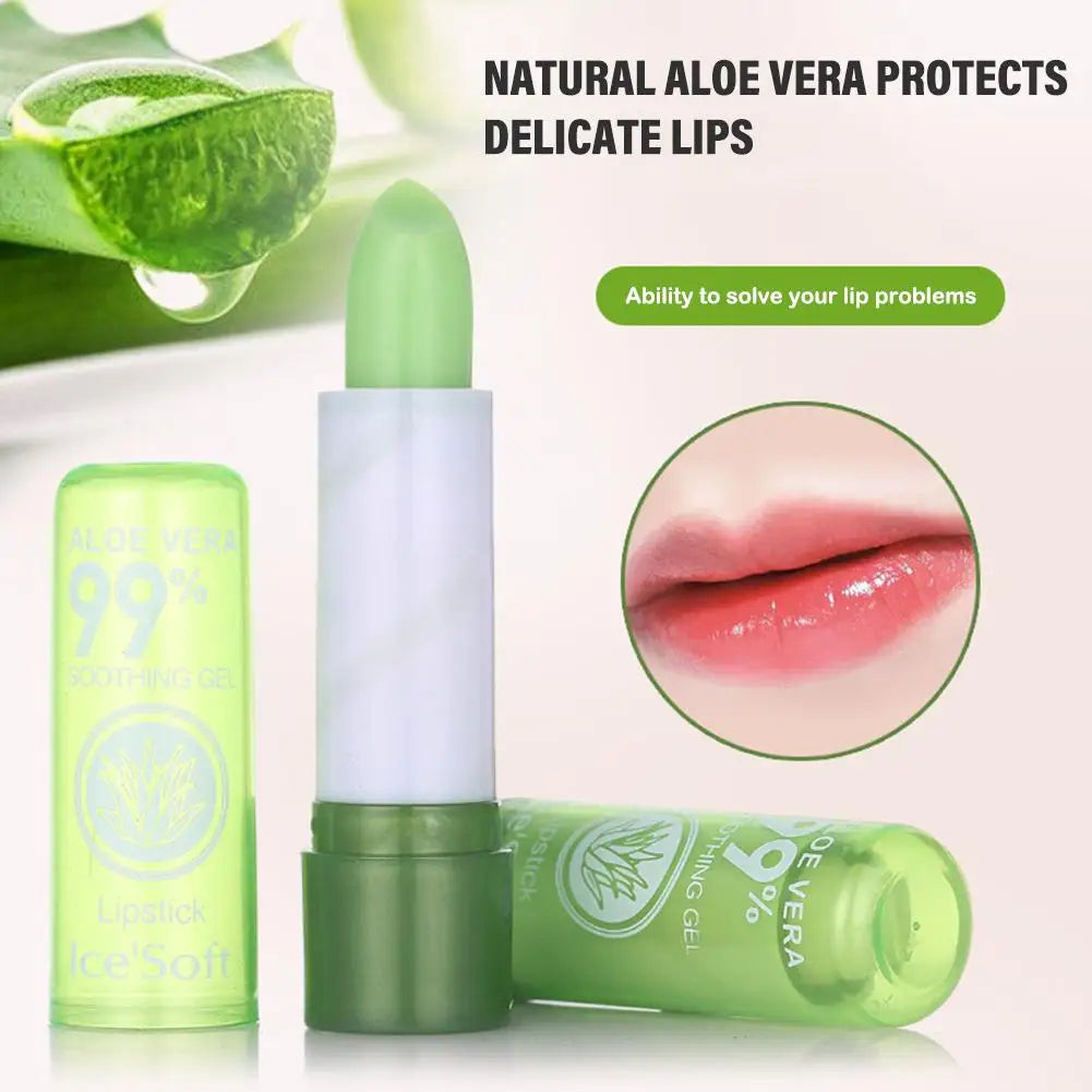 Aloe Vera Moisturizing Lipstick Moisture Lip Balm Anti Drying Temperature Color Changing Nourishing Lip Balm Lips Care 1-10pcs