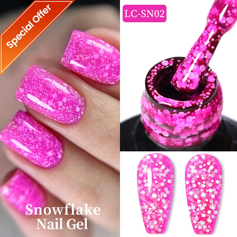 LILYCUTE 7ML Black Silver Red Reflective Glitter Gel Nail Polish Sparkling French Soak Off Long Lasting Manicure Nails Art Gel