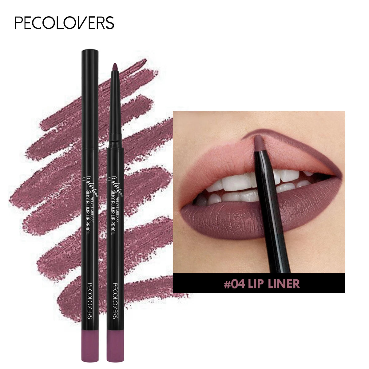 12 Colors Lip Liner , Matte Dewy Finish Long Lasting Waterproof Smudge Proof Lip Liner