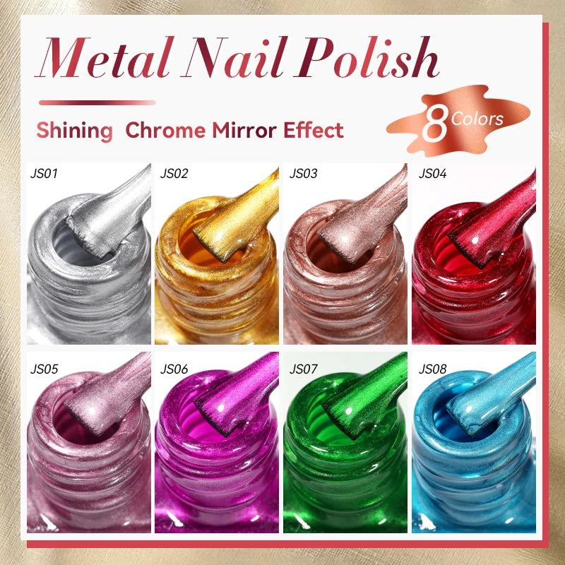 LILYCUTE 7ml Mirror Silver Metallic Nail Polish Super Bright Metal Effect Nail Art Varnish Fast Drying No Need Lamp For Manicure