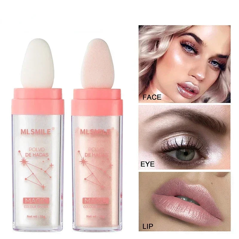 Shimmer Fairy Powder Highlighter Powder White Loose Highlighter Face Body Glitter Wand Makeup Bronzer Illuminator Powder
