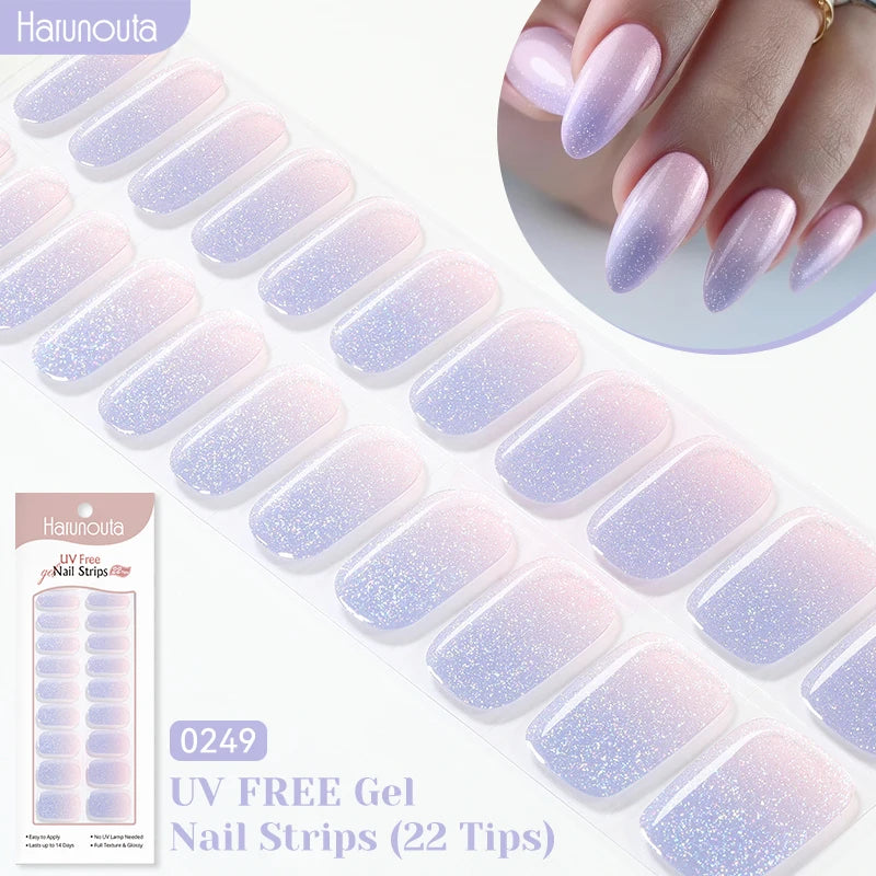 22strips UV Free Nail Gel Strips Loving Heart Gel Polish Nail Sticker Curing-free Adhesive Stickers for Nails Long Lasting Wrap
