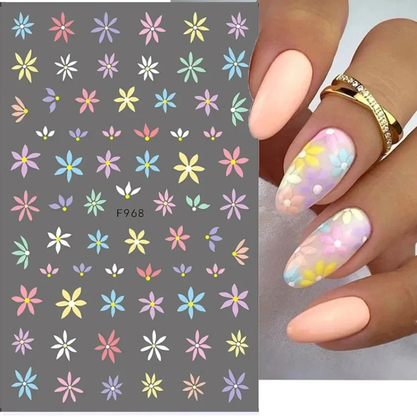 Elegant Butterfly Nail Manicure Stickers Blue Butterflies Leopard Retro Flowers Adhesive Decal Wedding Charm Manicure Tips