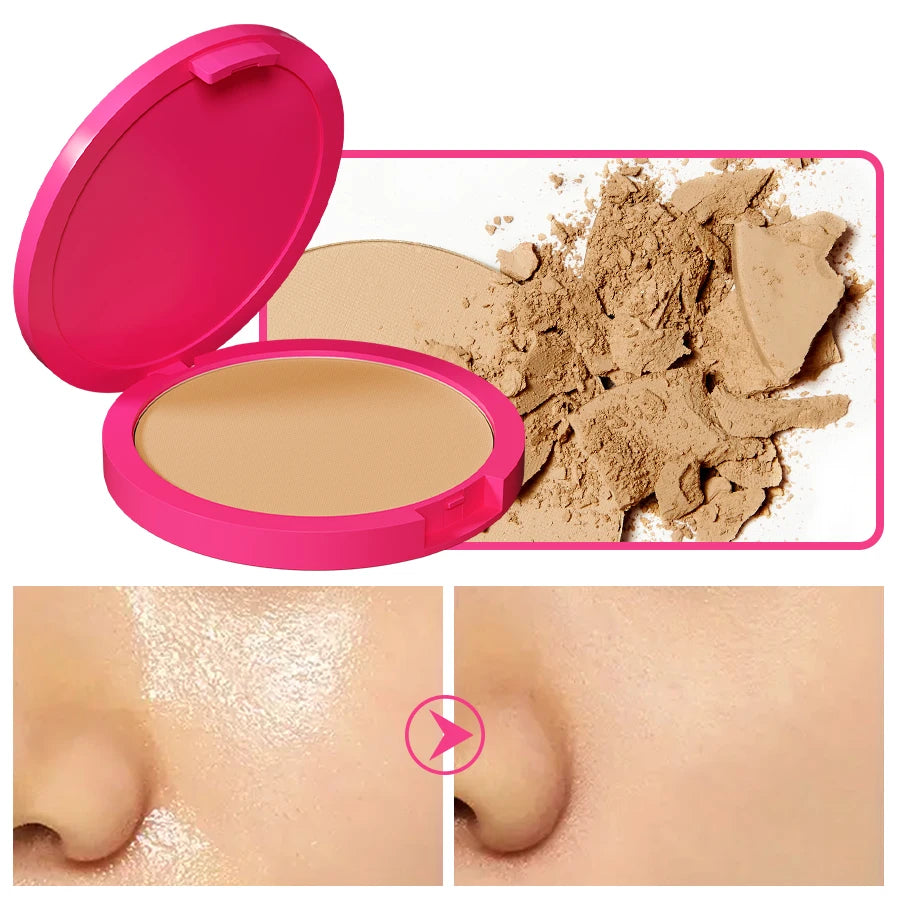 4 Color Oil Control Matte Face Powder Long Lasting Flawless Setting 1PC Powder Face Makeup Full Coverage Pressed Powder Gifts