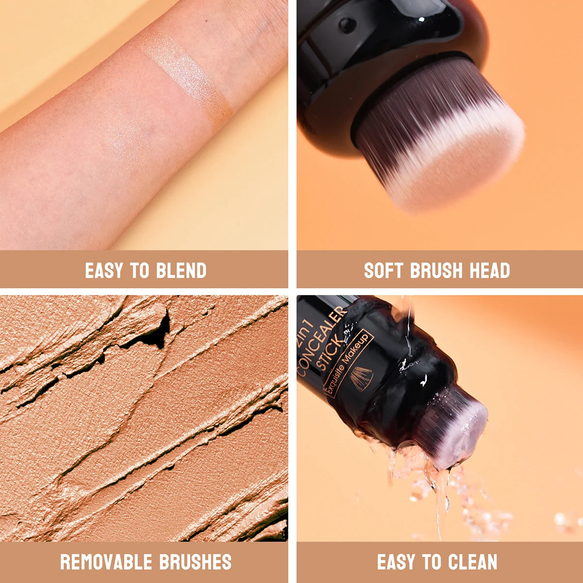 Double-head Face Bronzer Contour Stick Cream Makeup Light Dark Shadow Lasting Concealer Facial Brighten Contouring With Brush