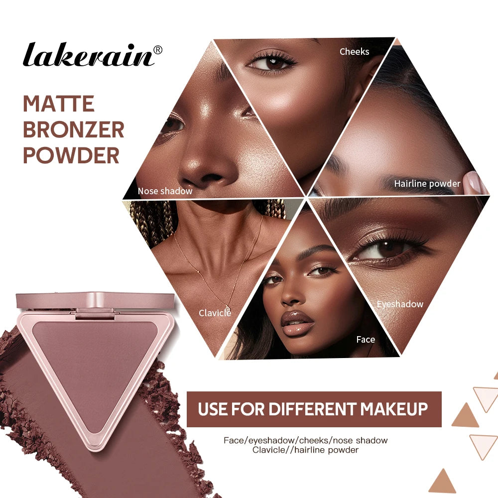 Lakerain Matte Bronzer Powder Long Lasting Makeup Effect Waterproof Sweatproof Setting Powder Oil Control Bronzer Face Makeup