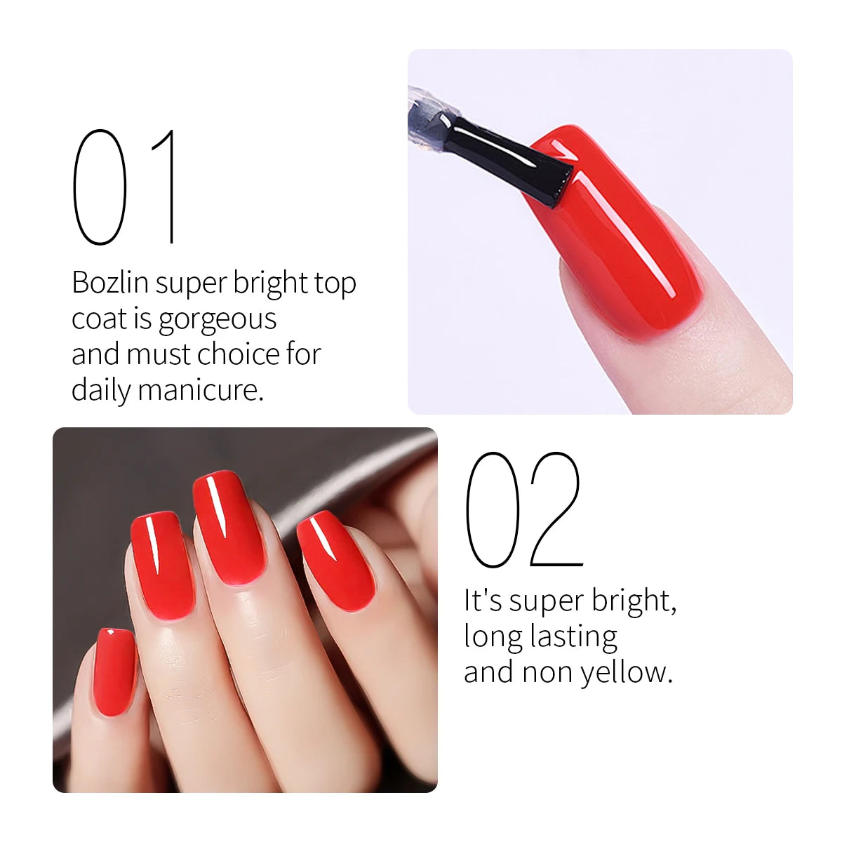 Hassleless Single Pack Ultra-Gloss Top Coat Gel Nail Polish - Glossy gel top coat, clear and removable LED nail polish, long-las