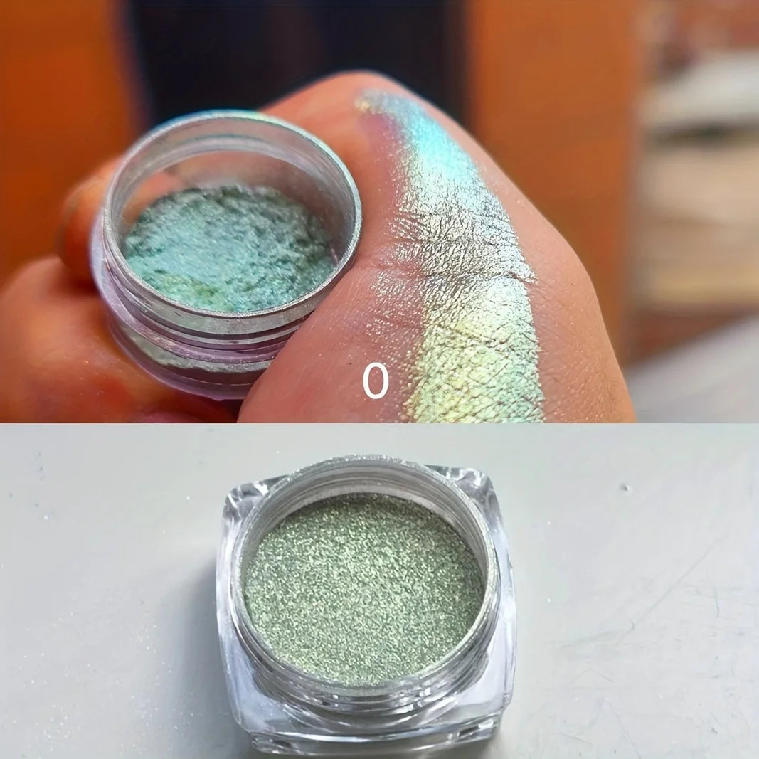 1PC Chameleon Glitter Eyeshadow Powder, Metallic Ultra-Fine Highlighter Chrome Blue Purple Shiny Powder, Multifunction Makeup