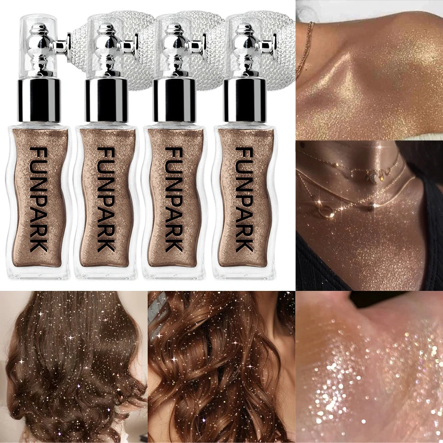 1PC Highlighter Powder Brightens The Whole Body Sparking Face Korean Makeup Lasting Pearlescent White Brown Silver Cosmetics