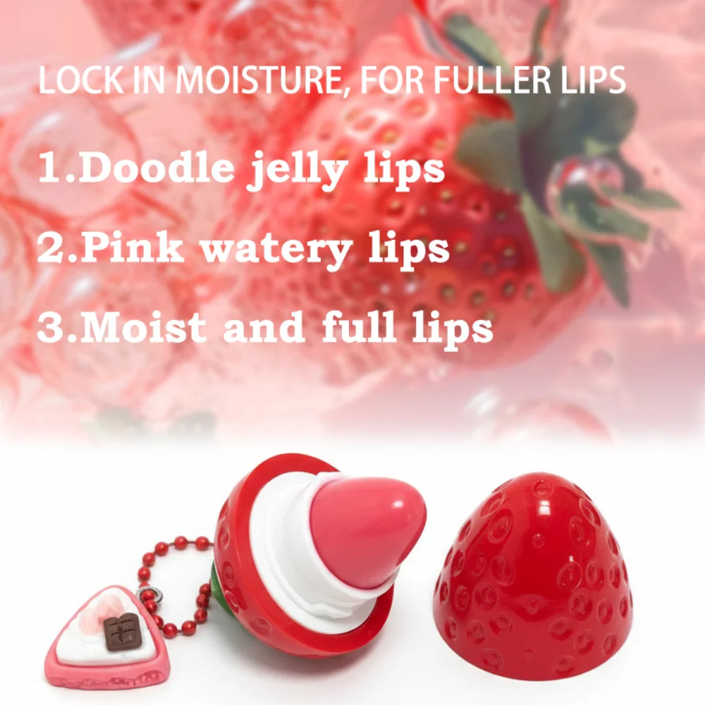 4-Color Random Hair Strawberry Warm Moisturizing Lip balm With Strong Moisturizing Effect, Protecting And Softening Lips