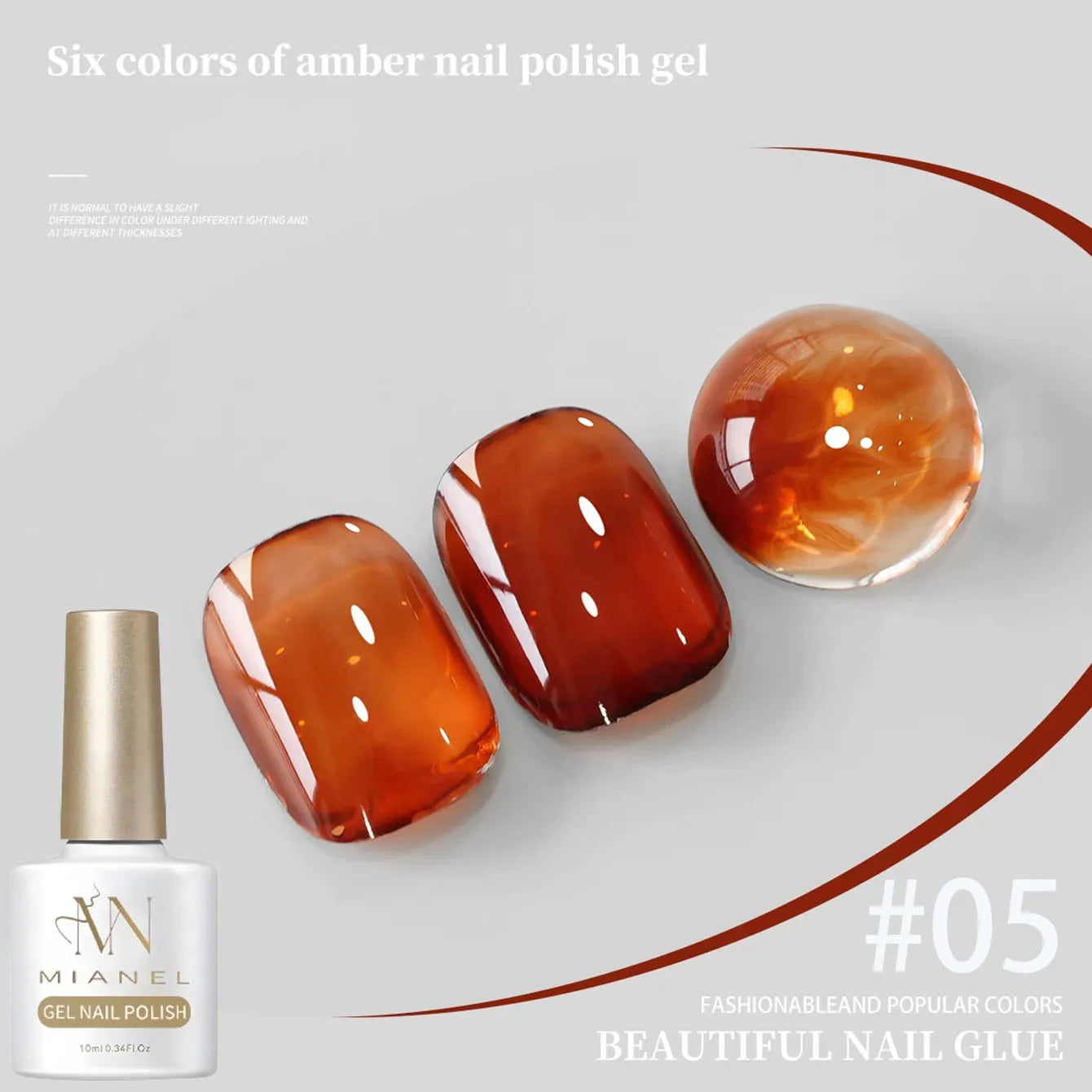 MIANEL 10ML Brown Amber Series Jelly Gel Nail Polish 2026 New Popular Ice Clear Caramel Nail Polish Black Nails 1-6pcs