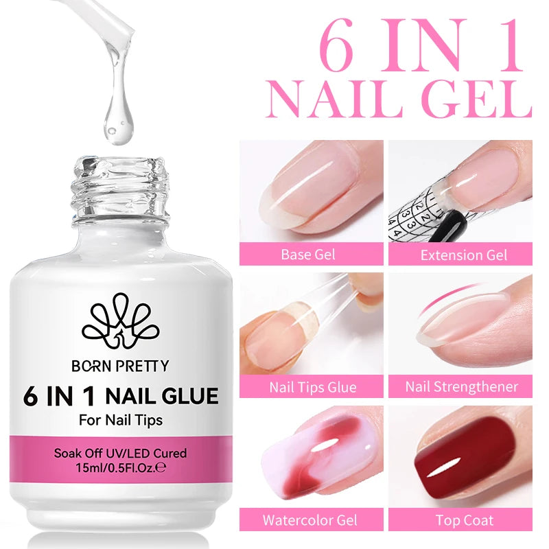 BORN PRETTY Milky Jelly Rubber Base Gel for Gel Nail Polish 15ml Russian Self-leveling Nude Color Soak Off Semi Permanent UV Gel