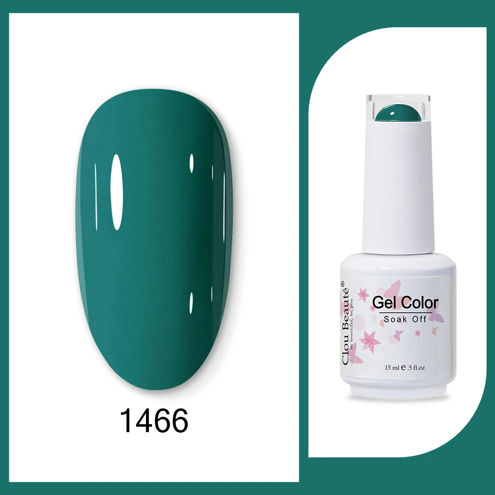 Clou Beaute 15ml HEMA TPO FREE Gel Nail Polish Bright Dark Army Green Gel Lacquer Semi Permanent Art Organic  Nail Gel Varnish