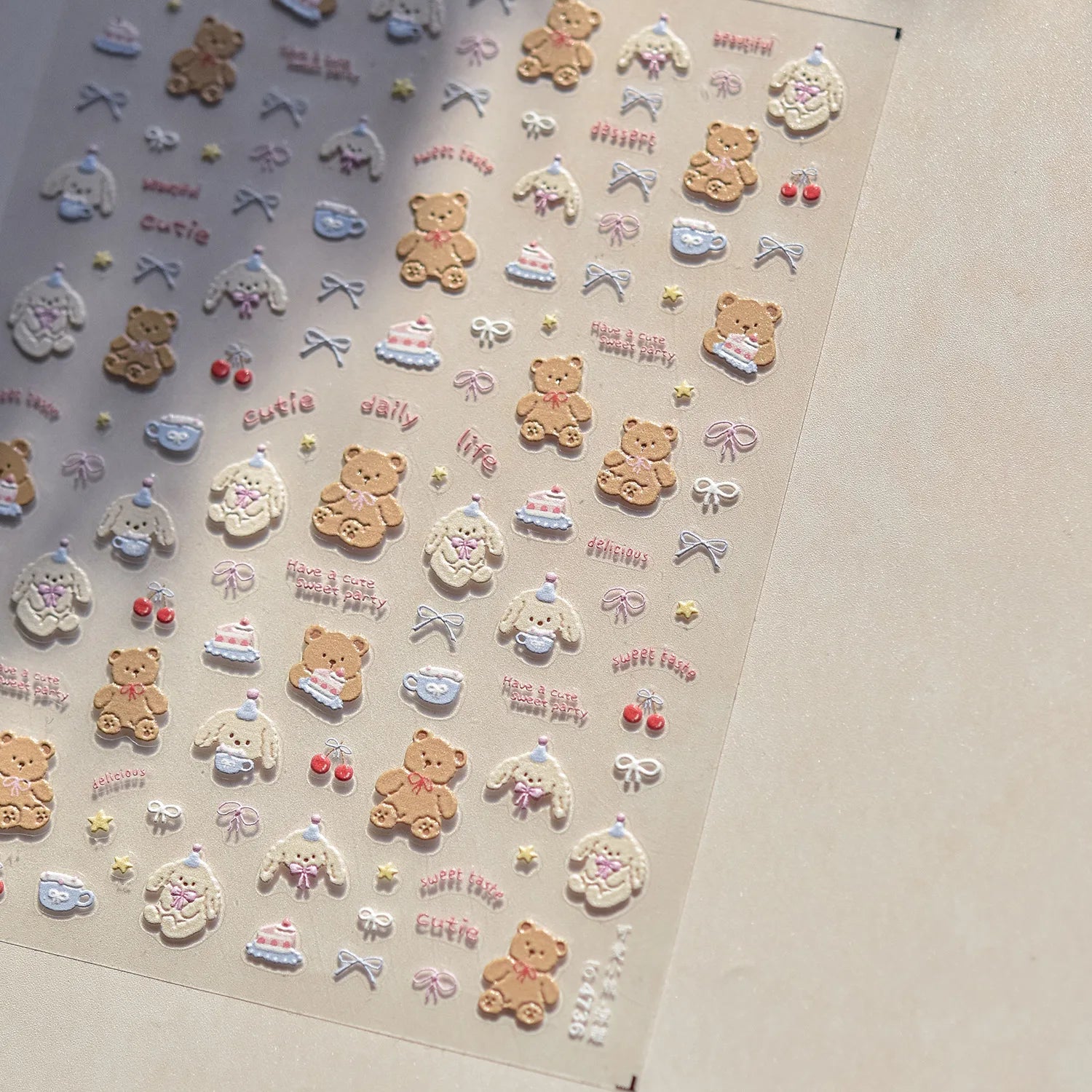 1pcs 5D Japanese Kawaii Bear Nail Art Stickers Brown Cartoon Animals Self-Adhesive Nail Decoration Decals DIY Slider Accessories