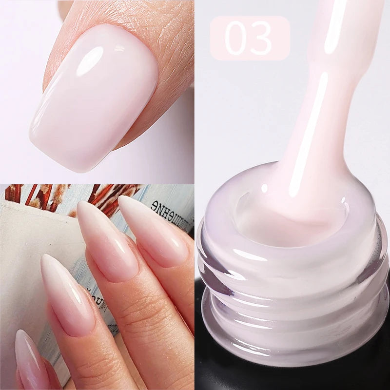 BORN PRETTY Milky Jelly Rubber Base Gel for Gel Nail Polish 15ml Russian Self-leveling Nude Color Soak Off Semi Permanent UV Gel