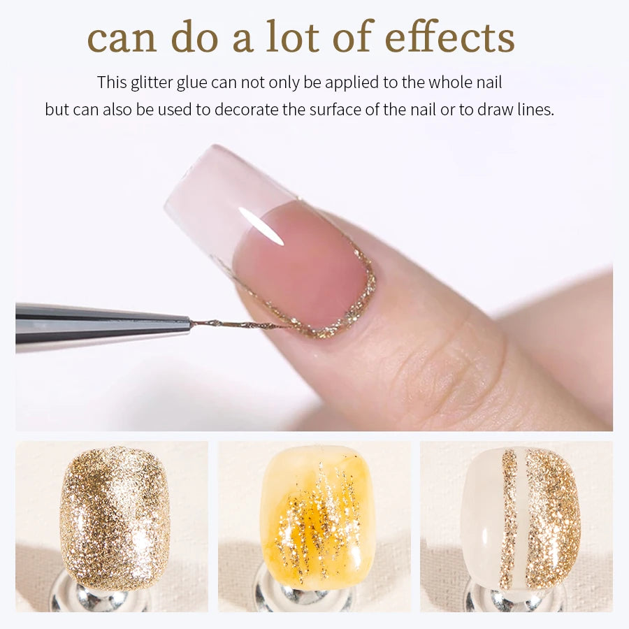 RSNAIL No Wipe Platinum Gel Nail Polish 8g Sparkle Painting Metallic Golden Silvery Liner Gel French Drawing Liner DIY Nail Art