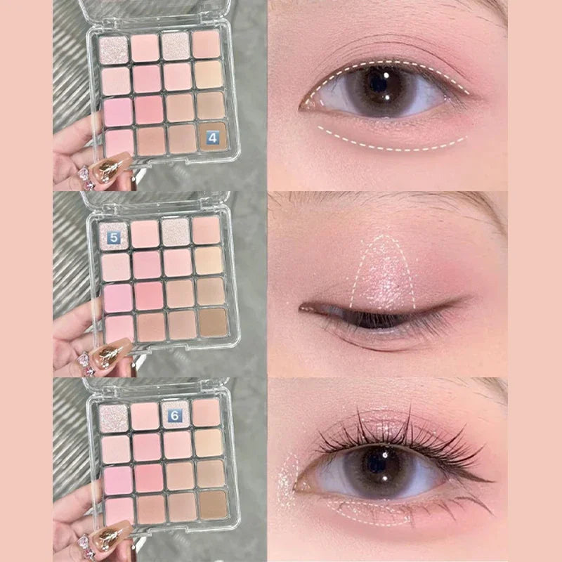 16 Colors Matte Eyeshadow New Square Eyeshadow Palette Matte Pearl Sequins Blush Eyeshadow Brighten Complexion