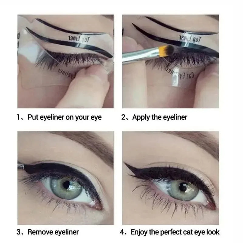 10-Piece Professional Eye Makeup Stencil Set - Reusable Guide Cards for Winged Eyeliner, Eyeshadow Blending, Cut Crease, and Bro