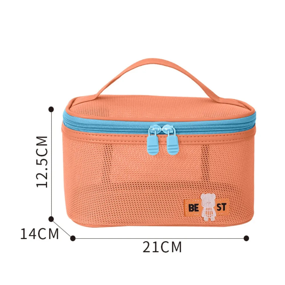 Square Shape Large Capacity Handbag Fashion PU PU Leather Makeup Bag Portable Handheld Toiletries Bag