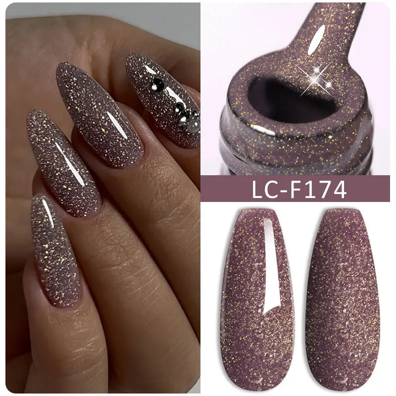 LILYCUTE 7ML Black Silver Red Reflective Glitter Gel Nail Polish Sparkling French Soak Off Long Lasting Manicure Nails Art Gel