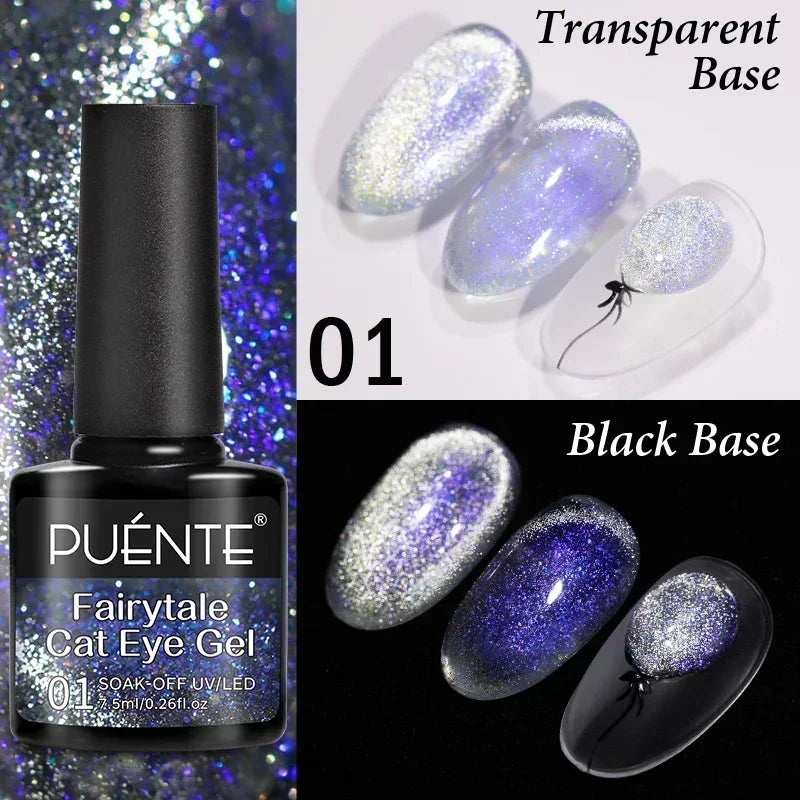 PUETNE 7.5ML Amber Moonlight Cat Magnetic Gel Nail Polish Winter Nails Jelly Glass Cat Eye Soak Off UV Semi-Permanent Varnish