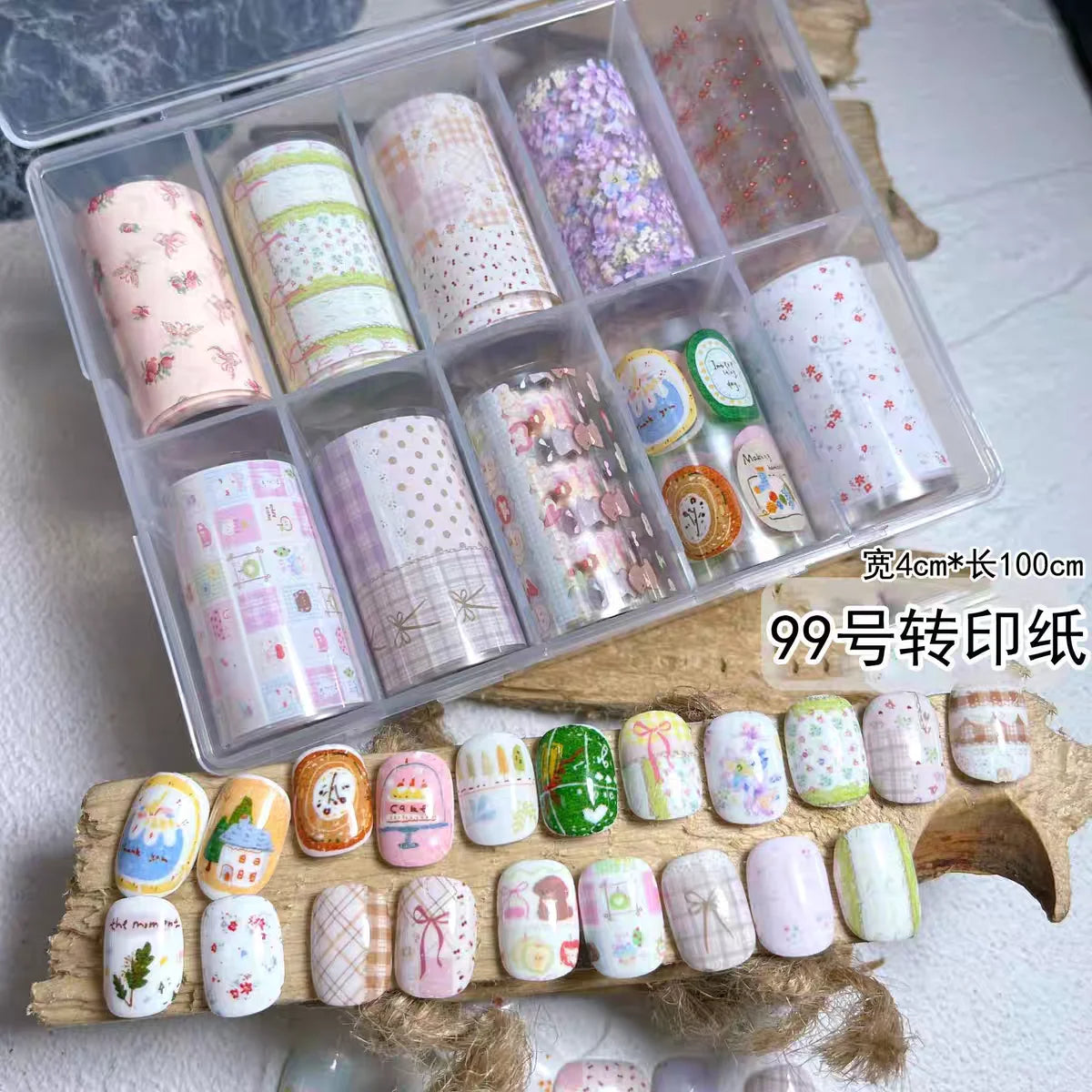 10Rolls Plaid Thousand-Bird Bow  Stars Nail Foils Transfer Paper  Nail Art Stickers  Manicure Set Decal  Nails Decoration