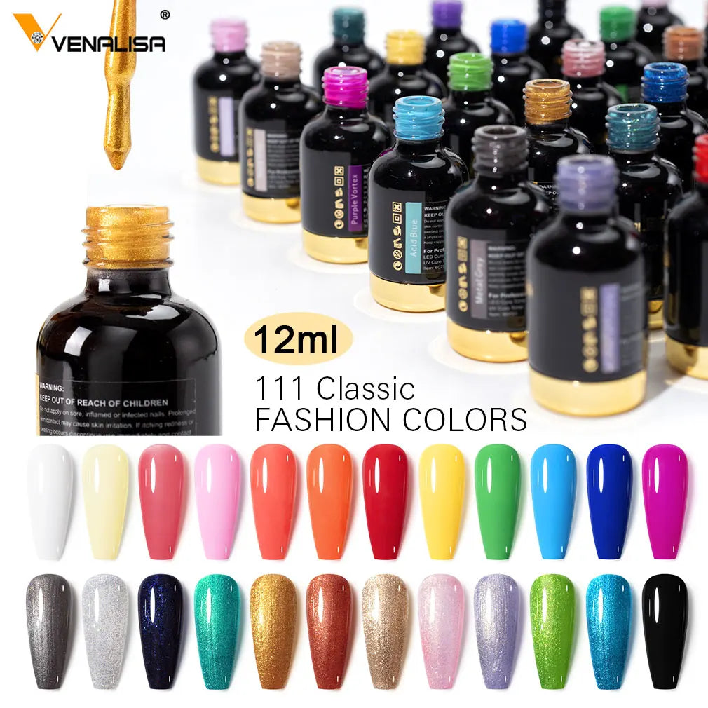 Venalisa 12ml Platinum Gel Nail Polish Super Shiny Effect Nail Gel Perfect Soak off UV&LED Nail Color Foil Chrome Gel Polish