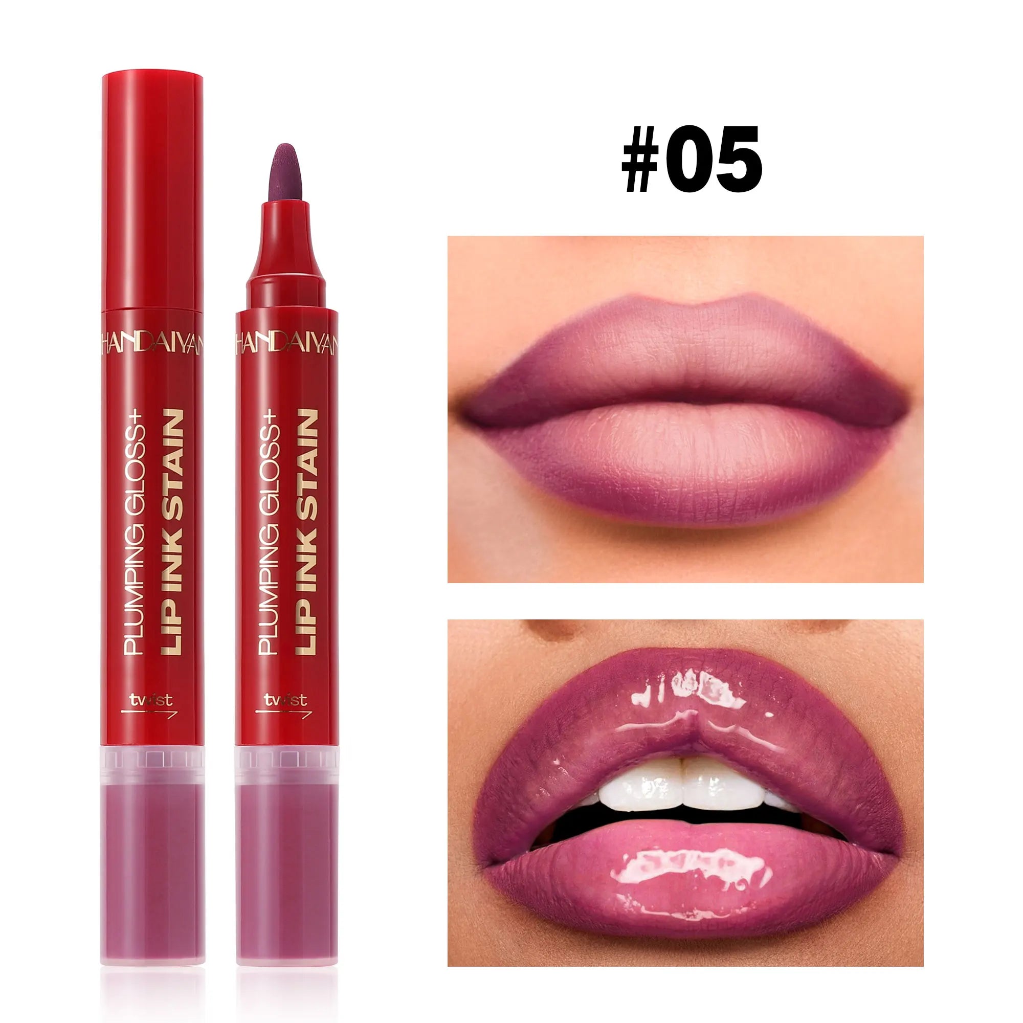 Lip Pencil Liquid Liner Double Head 2in1 Waterproof Tint Nude Oil Plump Gloss Mirror Lasting Moisturizing