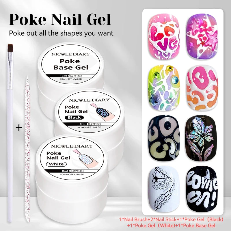 NICOLE DIARY White Non Stick Hand Extension Gel Nail Polish For 3D Shaping Carving Flower DIY Nail Art Extension Acrylic