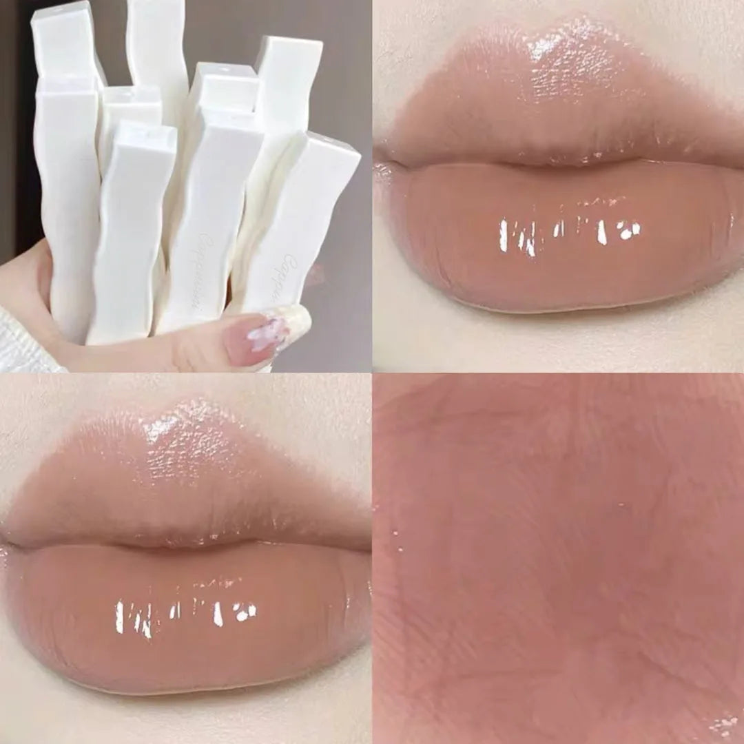 6 Colors Mirror Lip Gloss Moisturizing Nude Lipgloss Pretty Flower Transparent Tube Liquid Lipstick Long Lasting Makeup Cosmetic