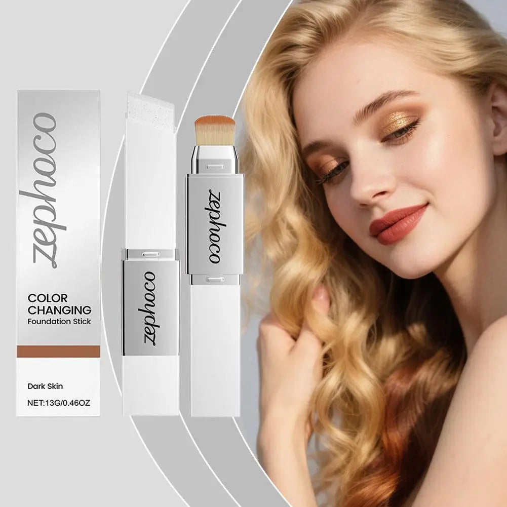 ZEPHOCO 2 in 1 Color Changing Foundation Make-up Stick Long Lasting Moisturizing Makeup High Concealer Power Makeup Korean