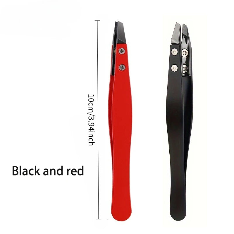 Zirconia Ceramic Pointed Tweezers Stainless Steel Tweezers with Slanted Tips Edges Eyebrows Beards Hair  Eyelash Tweezers