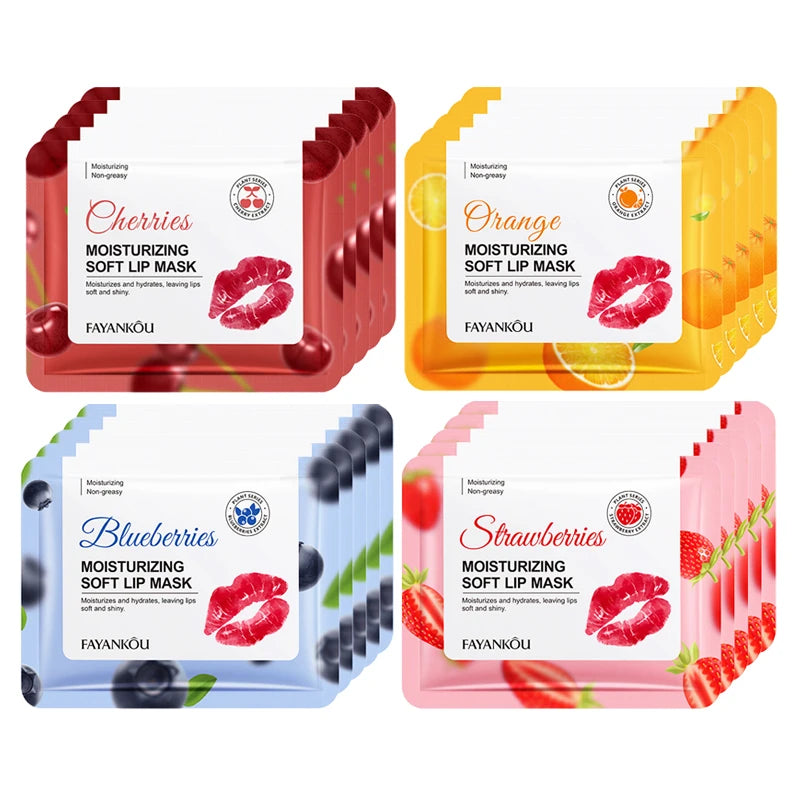 5/10/20pcs Fruit Crystal Collagen Lip Mask Hydrating Lips Moisturizer Plump Cherry Strawberry Lip Patches Lips Plumper Skin Care