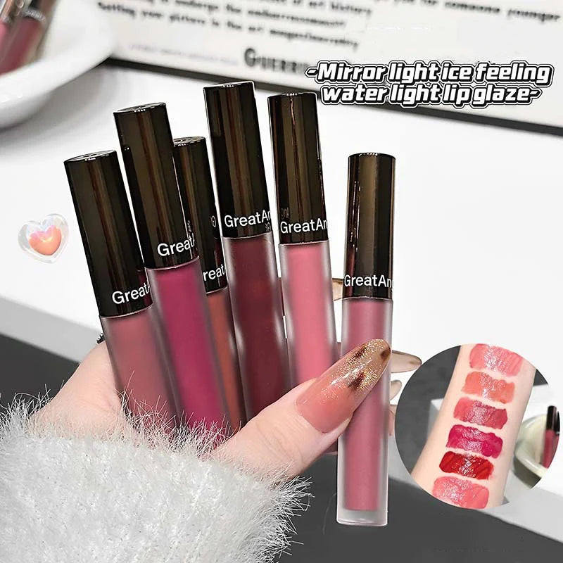 Berry Red Mirror Translucent Lip Gloss Hydrating Water Light Lipstick Clear Jelly Lip Glaze Nude Brown Moisturizing Makeup Tint