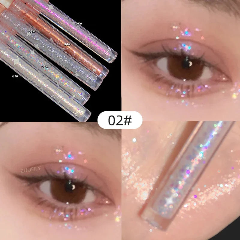 1pc Liquid Eyeshadow Super Shine Pink Pearlescent Glitter Eyeliner Long Lasting Waterproof Eye Shadow Glitter Party Eye Makeup