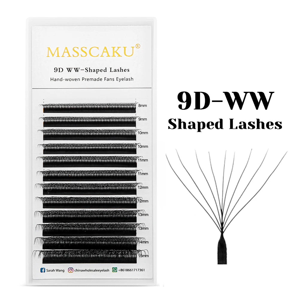 MASSCAKU Wholesale C/D Curl Faux Mink Premade Volume Fans Lash Individual Fluffy 6D 7D 8D 9D 10D W Style Eyelash Easy to Pick
