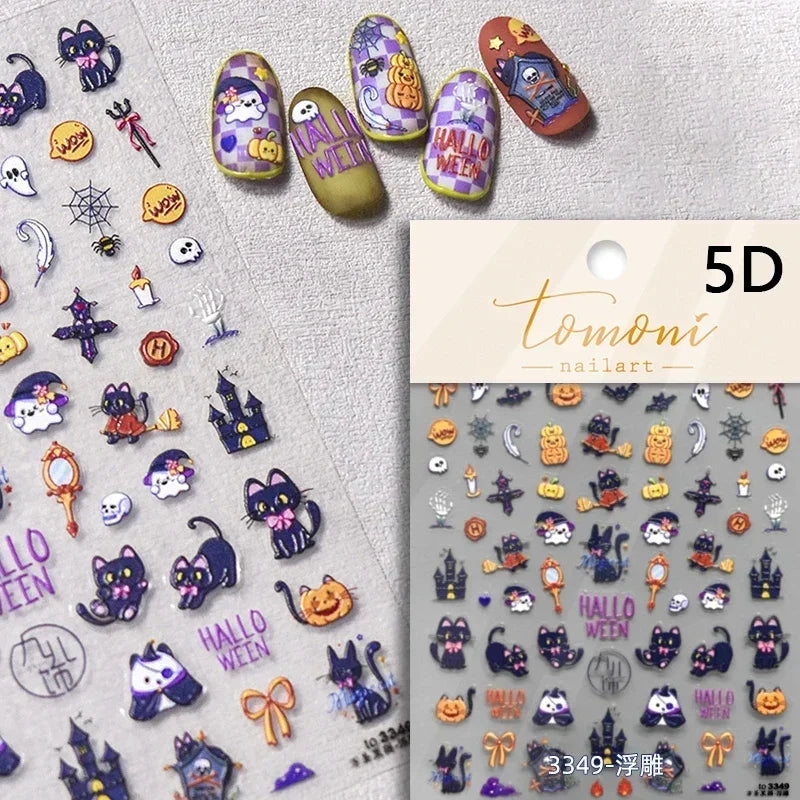 Cute Cat Eye Fishbone Animals Leopard Cat Ginger Cat Kitten Exclamation Point Paw Self Adhesive Nail Art Sticker Manicure Decals
