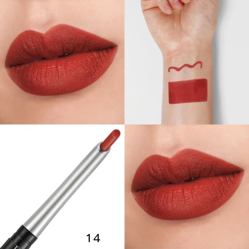 Waterproof Matte Lipliner Pencil Red Contour Tint Lipstick Long Lasting Non-stick Cup Moisturising Lips Makeup Cosmetic