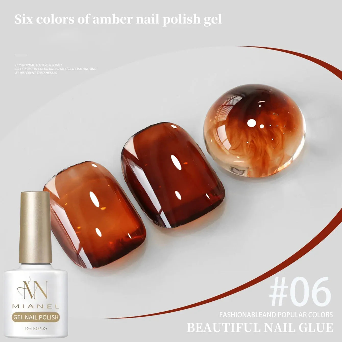 MIANEL 10ML Brown Amber Series Jelly Gel Nail Polish 2026 New Popular Ice Clear Caramel Nail Polish Black Nails 1-6pcs