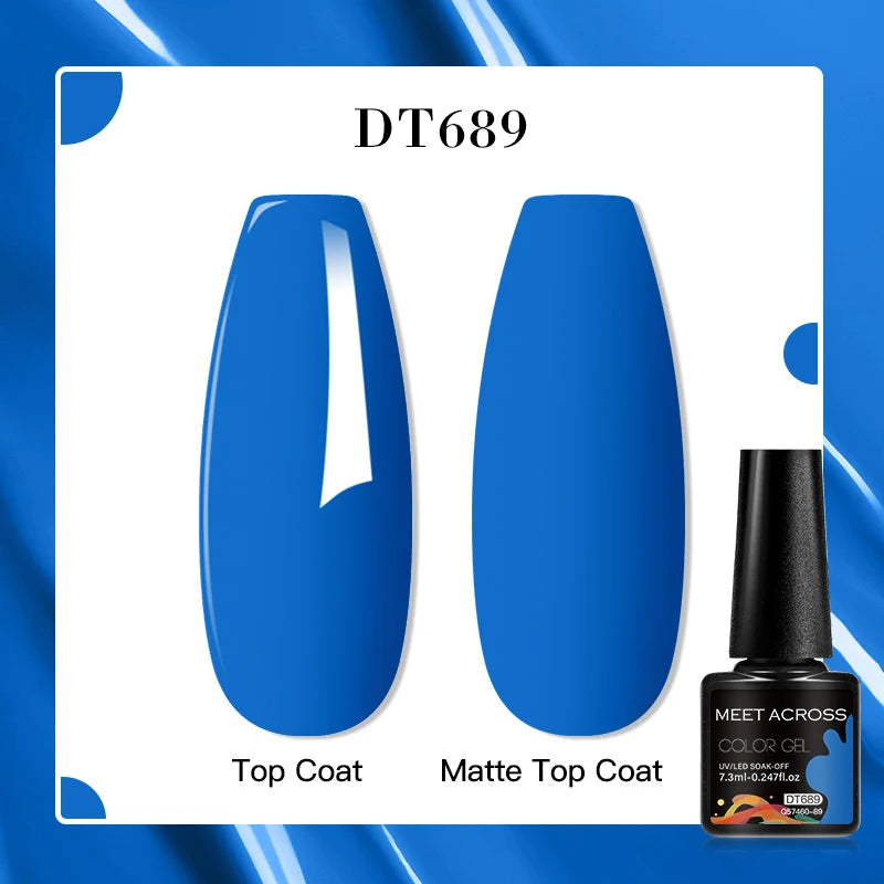 MEET ACROSS 160 Colors 7.3ml Gel Nail Polish Vernis Glitter Sparkly Semi Permanent Soak Off LED UV Gel Varnish Nail Art Manicure
