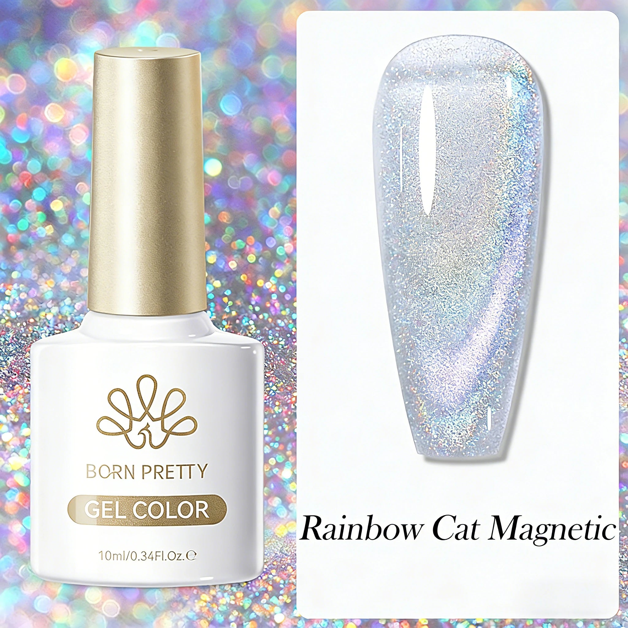 BORN PRETTY 10ml Silver Water Light Cat Magnetic Gel Nail Polish Nail Supplies Vernis Semi Permanent Gel for Fall Winter Nails