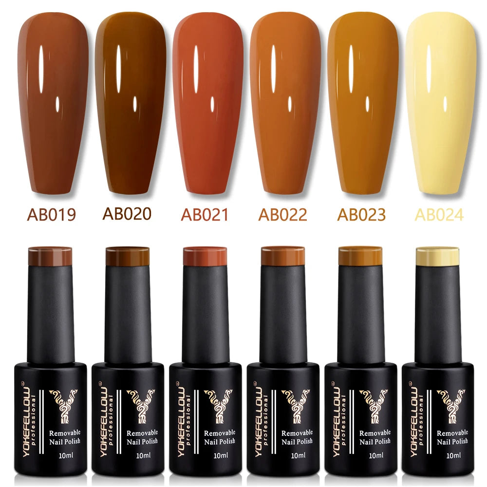 YOKEFELLOW 2022 New Color 10ML Nail Gel Polish Semi Permanent Gel Varnish Base Top Coat 122 Soak Off Colors Organic Nail Varnish